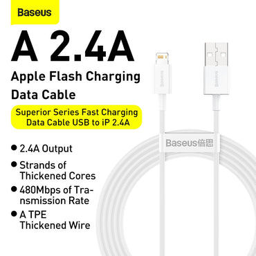 Baseus Superior Series Fast Charging Data Cable USB to iP 2.4A (1M)