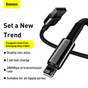 Baseus Tungsten Gold Fast Charging Data Cable USB to iP 2.4A