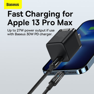 Baseus Explorer Series Auto Power-Off Fast Charging Data Cable Type-C to iPhone 20W Black