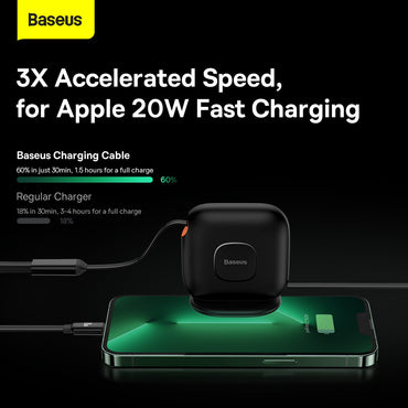 Baseus Traction Series Retractable 3 in 1 Fast Charging Cable Desktop Organizer Type-C to M+L+C 100W 1.7m Black