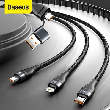 Baseus Flash Series Ⅱ Two for three Charging Cable U+C to M+L+C 100W Black