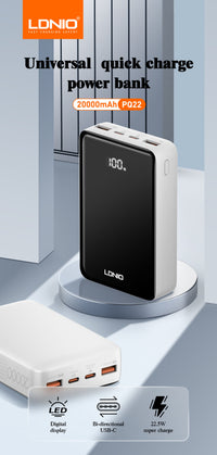 LDNIO PQ22 Universal Quick Charge Powerbank 20000mah