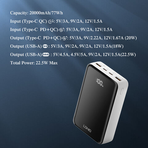 LDNIO PQ22 Universal Quick Charge Powerbank 20000mah