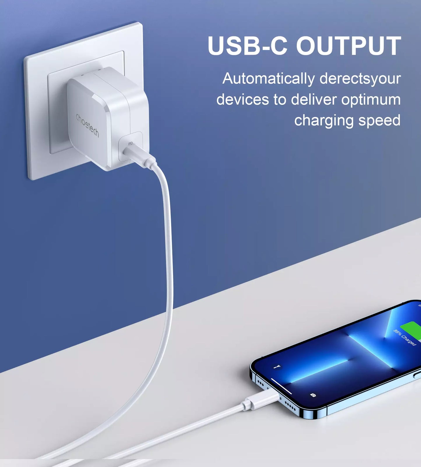 Choetech USB-C PD 45W GaN Type-C Wall Charger with PPS for Samsung Super Fast Charging