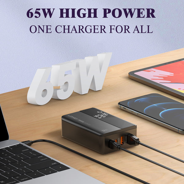 LDNIO 65W Super Fast Charging Desktop Mobile Charger 2C + 2U