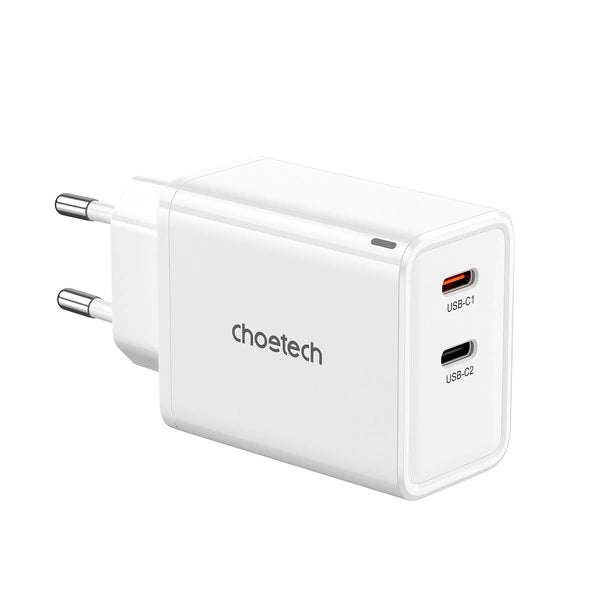 Choetech PD6013 Dual Type-c GaN PD65W wall Charger – White