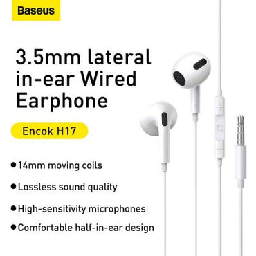 Baseus Encok H17 3.5mm lateral in-Ear Wired Earphone White