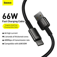 Baseus Data Cable Tungsten Gold USB to Type-C 66W