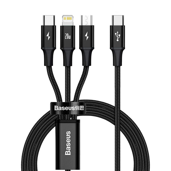 Baseus Rapid Series 3-in-1 Cable Type-C to M+L+C PD 20W