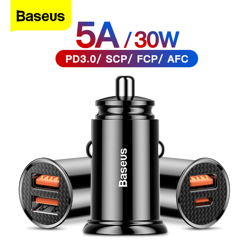 Baseus Circular Plastic A+C PPS Car Charger 30W QC 3.0 / SCP/ AFC