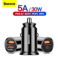 Baseus Circular Plastic A+C PPS Car Charger 30W QC 3.0 / SCP/ AFC