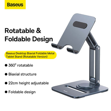 Baseus Desktop Biaxial Foldable Metal Stand Rotating (for Tablets) Space Grey