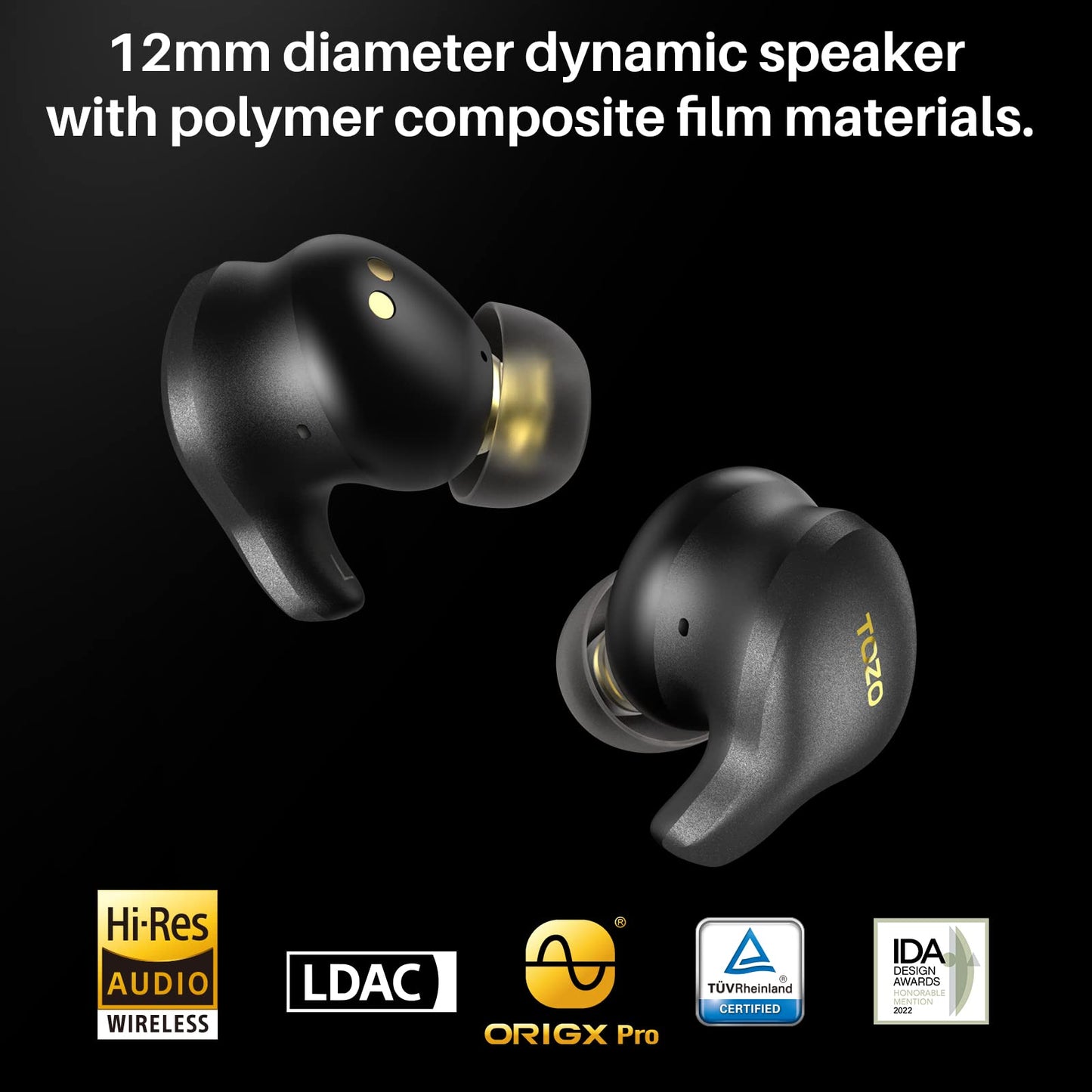 TOZO Golden X1 Wireless Earbuds with Active Noise Cancellation 4 Mic & 32 Hours Playtime