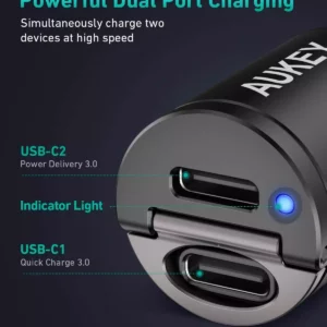 Anker Car Charger fast charger Mini 24W 4.8A Metal Dual USB PowerDrive 2  Alloy Flush Fit Car Adapter with Blue LED for iPhone